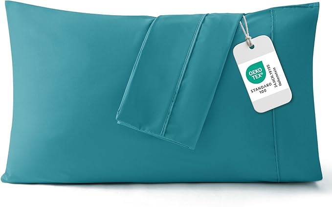 Bedsure King Size Pillow Cases Set of 2 - Teal Brushed Microfiber Pillowcases 2 Pack, Super Soft Pillow Case Cover with Envelope Closure, Wrinkle, Fade and Stain Resistant, 20x36 Inches