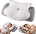 Cervical Neck Pillow, Ergonomic Side Sleeper Pillow for Pain Relief, Cooling Pillow for Sleeping, Neck and Shoulder, Contour Orthopedic Memory Foam Pillows for Back Stomach Sleepers White Grey