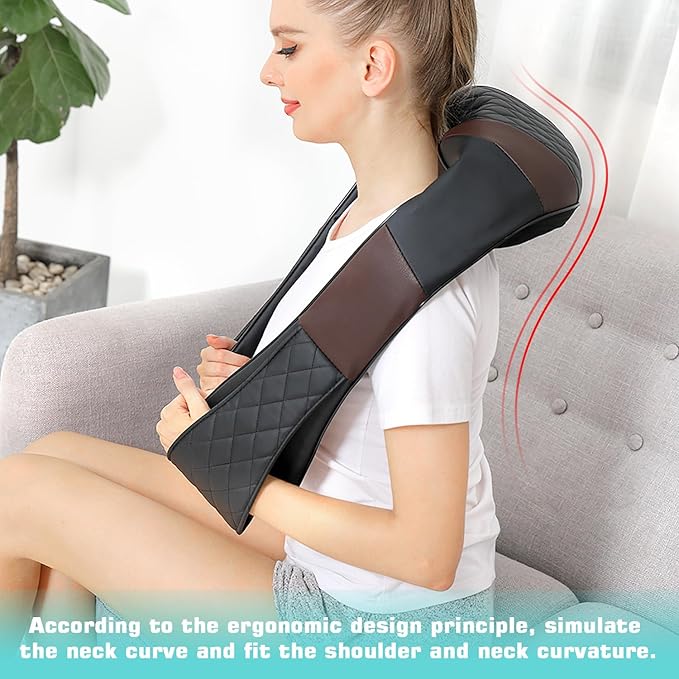 Shiatsu Neck and Back Massager with Heat, Electric Deep Tissue 4D Kneading Massage Pillow for Shoulder, Leg, Body Muscle Pain Relief - Best Gifts for Women Men Mom Dad