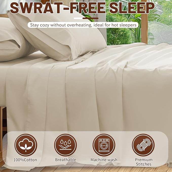 Extra Deep Pocket Queen Sheets 18-24 Inch 1000 Thread Count 100% Egyptian Cotton Sateen Weave Soft Breathable 4 Pieces（Queen,Linen）