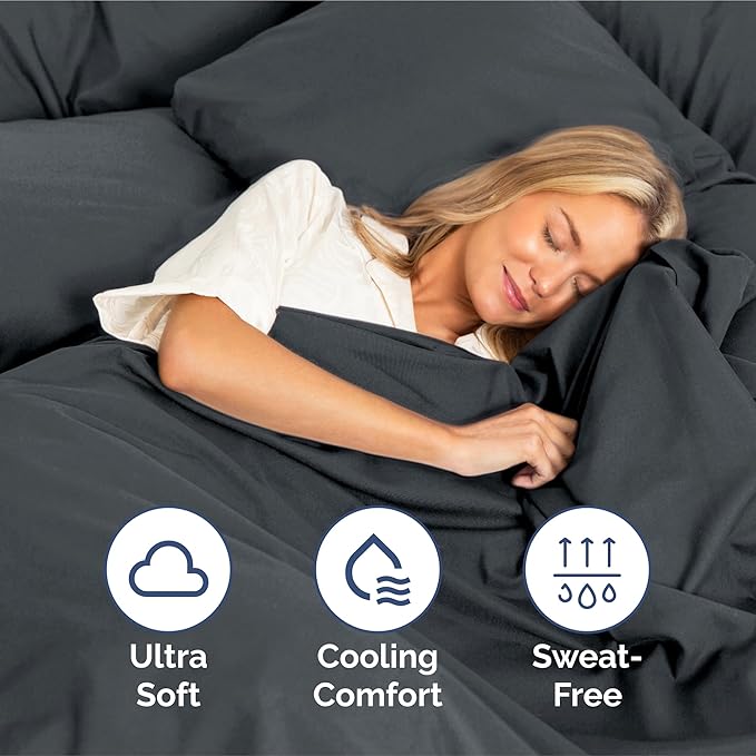King Size 4 Piece Sheet Set - Extra Soft, Breathable & Cooling Sheets - Hotel Luxury Durable Bed Sheets for Women & Men - Deep Pockets, Easy-Fit & Wrinkle-Free Sheets - Slate Blue Oeko-Tex Bed Sheets