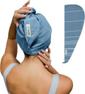 Sand Cloud Hair Towel Wrap for Women & Men, (Slate Blue, Classic) - 100% Turkish Cotton Quick Hair Drying Towel Wrap - Absorbent Half Terry Weave Hair Plop Head Towel Wrap with Binding Edge
