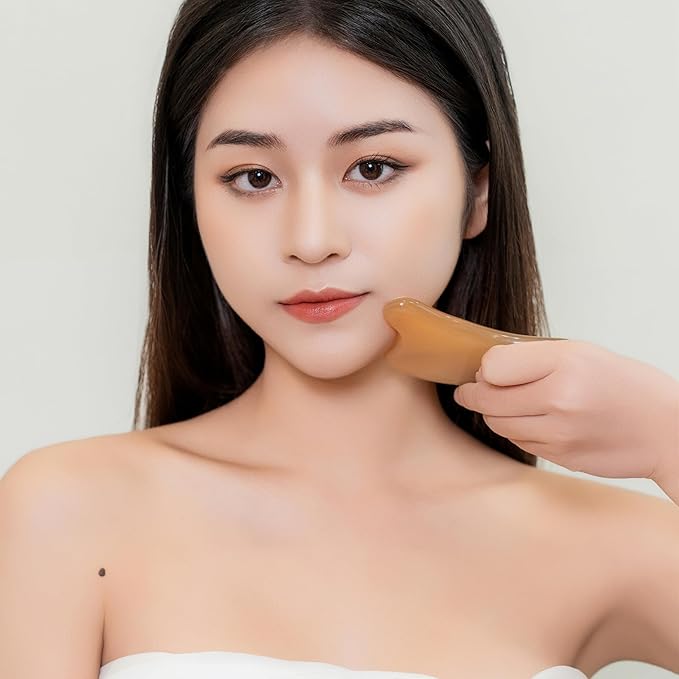 Gua Sha, Gua Sha Facial Tools, Guasha Tool for Face, Face Massager Tool, Hornheart Gua Sha for Puffiness, Facial Gua Sha Massage for Rejuvenated Skin, Anti-Aging, Effective Wrinkle Reduction