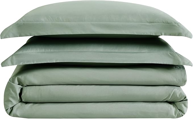 London Fog Garment Washed Solid Duvet Set Green Microfiber 2-Piece Twin XL Duvet Set, Solid Themed, Adult and Teen, Oeko-TEX Certified