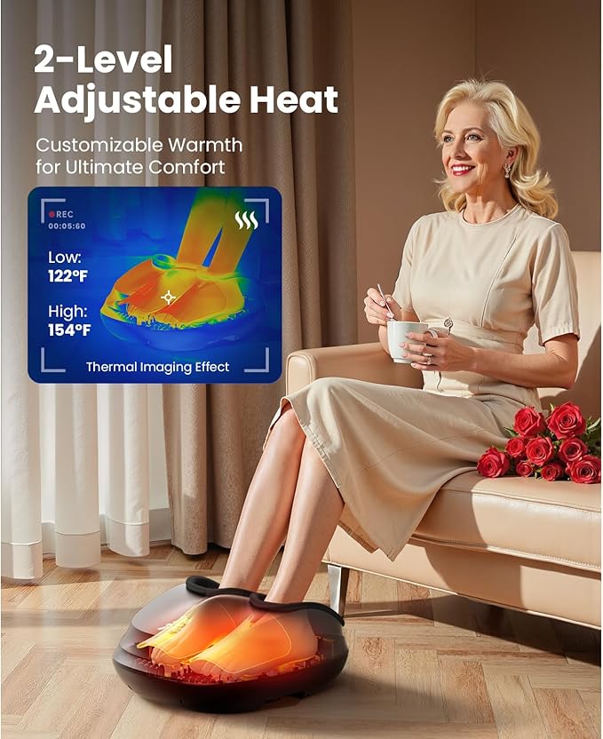 BOB AND BRAD Foot Massager with Heat and Remote,Shiatsu Deep Kneading Electric Feet Massager Machine for Plantar Fasciitis, Men Size 12