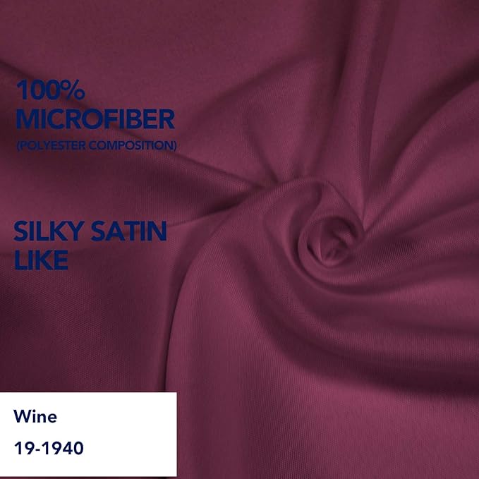 PureFit Wrap Around Ruffled Bed Skirt with Adjustable Elastic Belt - 18 Inch Drop Easy to Put On, Wrinkle Free Bedskirt Dust Ruffles, Bed Frame Cover for Twin,Twin XL and Full Size Beds, Wine