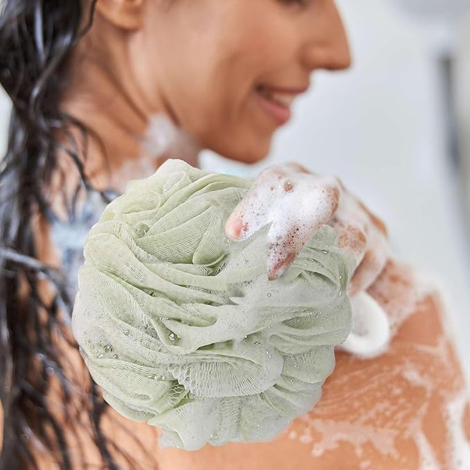 BTYMS Loofah Bath Sponges 60g/pc Shower Pouf Bath Scrunchies Body Puffs for Shower Exfoliating - Pack of 4