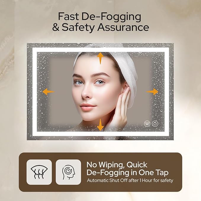 20 x 28 LED Bathroom Mirror with Lights, Lighted Bathroom Vanity Mirror for Wall, Espejos para Baños, Frontlit & Backlit, Anti-Fog, Shatterproof, 3 Adjustable Color Temperatures & Memory Function