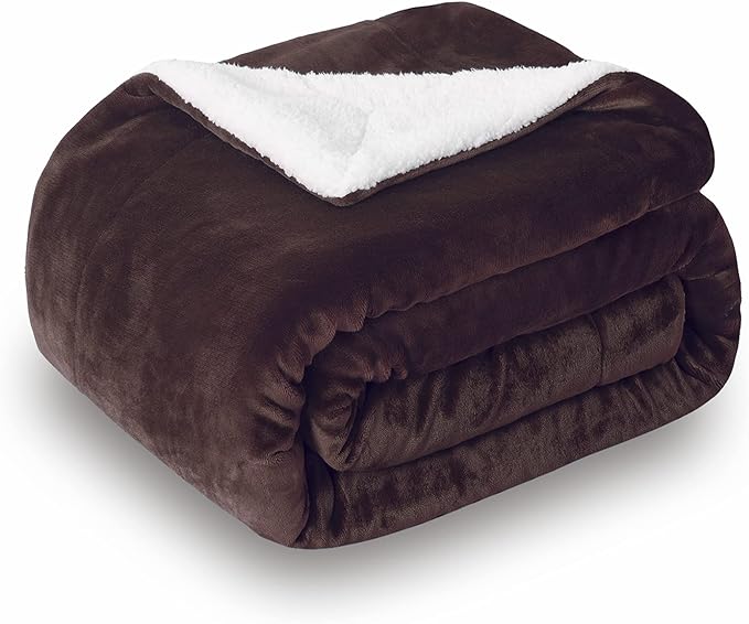 SOCHOW Sherpa Fleece Throw Blanket, Reversible Super Soft Luxurious Plush Blanket Throw Size, Brown, 50x60 inches