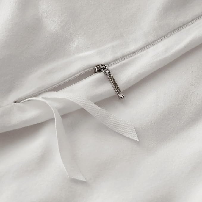 BOLL & BRANCH Flannel Duvet Set - King/Cal King, White - Luxury 100% Organic Cotton - 1 Duvet Cover, 2 Shams - Velvety Soft, Warm & Breathable Weave