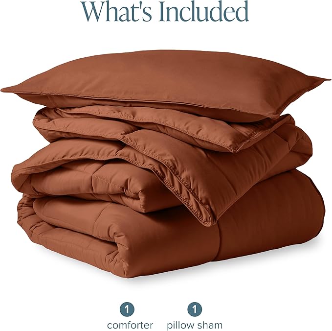 Bare Home Comforter Set - Twin/Twin Extra Long Size - Ultra-Soft - Goose Down Alternative - Premium 1800 Series - All Season Warmth (Twin/Twin XL, Terracotta)