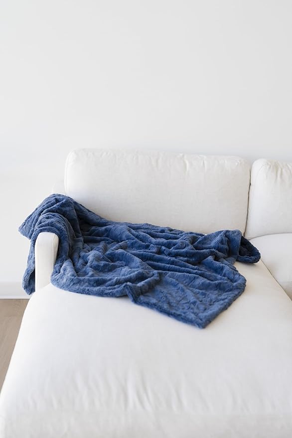 GRACED SOFT LUXURIES Throw Blanket Oversized Warm Cozy Comfy Cuddly Elegant Softest Faux Fur for Home, Couch, Bed, Sofa, Chair, Travel (XL 60" x 80", Blue)
