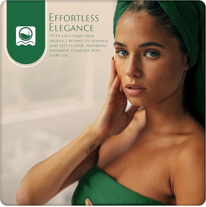 MAURA Basics Bath Towel Sets for Bathroom with Hanging Hook Loops. 2 Bath Towels, 2 Hand Towels, 2 Washcloths, Soft, Durable, Long Lasting and Absorbent Towels Set, Hunter Green