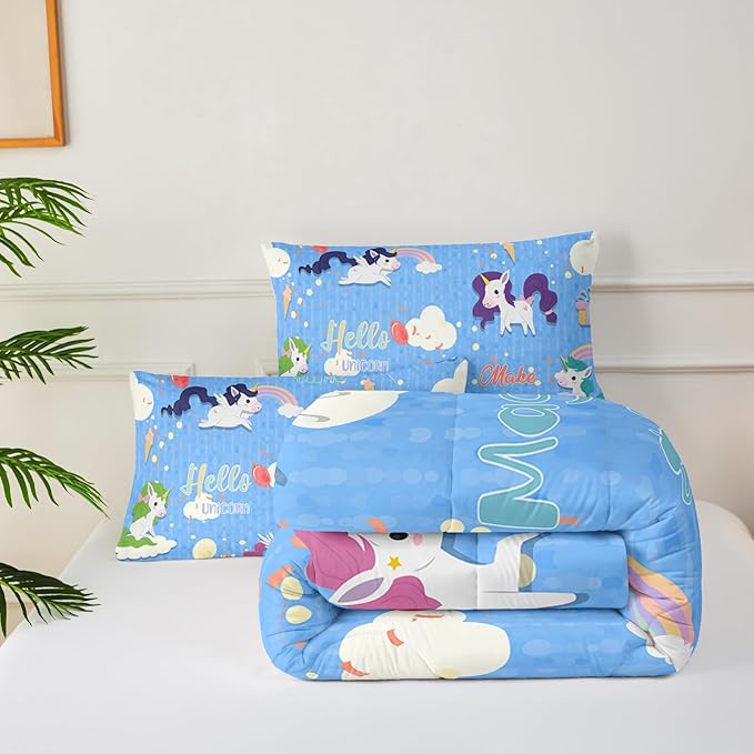 Rainbow Unicorn Comforter Set Twin，Kids Bedding Sets for Girls Twin Unicorn，Unicorn Bedroom Decor for Girls Bedding，with 1 Comforter with 2 Pillow Case