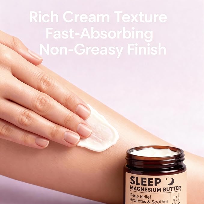 Magnesium Butter for Sleep, Nighttime Magnesium Cream for Leg & Foot – with Shea & Mango Butter, Arnica & Essential Oils for Relaxation, Restful Sleep & Leg Comfort(Lavender) (1)