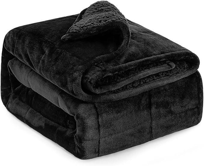 Lofus Weighted Blanket for Adults(15 lbs, 48" x 72"), Throw Heavy Blanket Machine Washable, Soft Weighted Blankets for Stress Relief and Sleep Promotion,Black