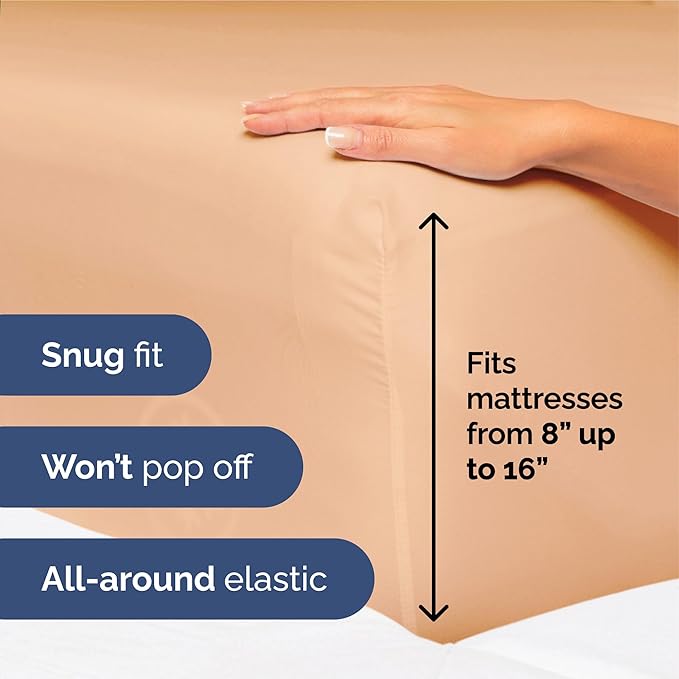 Split King Size 5 Piece Sheet Set - Extra Soft, Breathable & Cooling Sheets - Hotel Luxury Durable Bed Sheets for Women & Men - Deep Pockets, Easy-Fit & Wrinkle-Free Sheets - Peach Oeko-Tex Bed Sheets