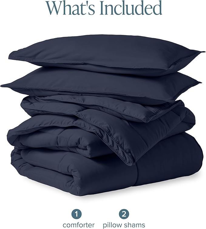 Bare Home Comforter Set - King/California King Size - Ultra-Soft - Goose Down Alternative - Premium 1800 Series - All Season Warmth (King/Cal King, Midnight Blue)
