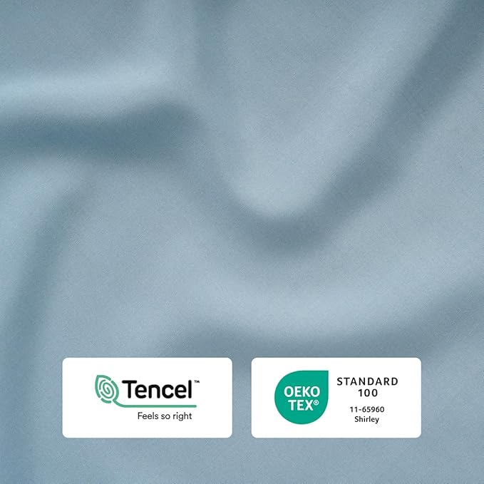 Reebok Full Size Sheet Set from Tencel Eucalyptus - Soft, Cooling & Breathable for Hot Sleepers, Deep Pocket Up to 17 Inches, 4Pc Hotel Luxury Bedding Set, Bedsheet & Pillowcases (Niagara Mist, Full)