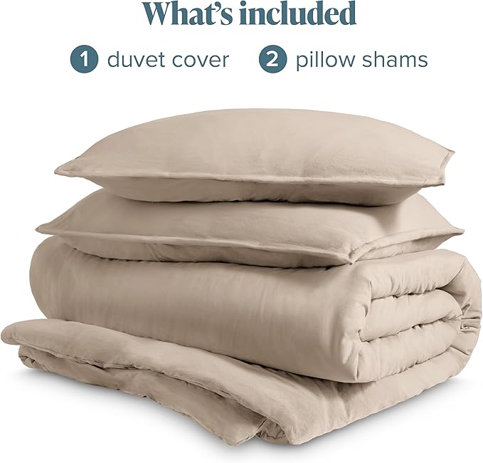 Bare Home Microfiber Duvet Cover Set - Ultra Soft Washed Microfiber - King/California King - Linen-Like Look - Easy Care - Breathable Fabric - Our Softest Duvet Cover Set (King/Cal King, Pebble Beach)