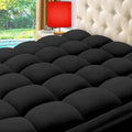 ELEMUSE California King Black Cooling Bamboo Viscose Mattress Topper for Back Pain, Extra Thick Mattress Pad Cover, Plush Soft Pillowtop with Elastic Deep Pocket, Overfilled Down Alternative Filling