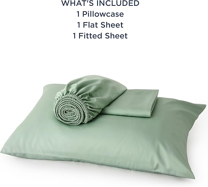 Bedsure Cooling Sheets Twin XL, Rayon Derived from Bamboo, Breathable & Soft Twin XL Sheet Sets, Deep Pocket Up to 16 Inches, Hotel Luxury Silky Dorm Bedding for Hot Sleepers, Sage Green
