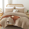 ROSGONIA Comforter Full Size for Girls Boys Teens Taupe Brown, 3pcs(1 Boho Tan Comforter & 2 Pillowcases), Lightweight Dorm Bedding All Season Bed Set