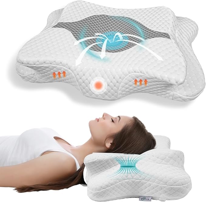 Memory Foam Pillow, Cervical Pillow for Neck and Shoulder Pain Relief, Ergonomic Contour Bed Pillow, Soft for Side Sleep Stomach Sleeping and Back Sleeper