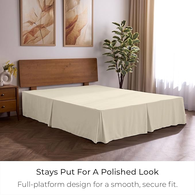 Mellanni Bed Skirt Twin Size - Bed Skirting - 15-Inch Tailored Drop Pleated Dust Ruffle - Hotel Luxury Bedding - Wrinkle, Fade, Stain Resistant - 1 Bedskirt (Twin, Golden Ivory)