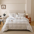 KAREVER Ivory Black Boho Comforter Set Full Mixed Textures Jacquard Bedding Set Durable Chic and Stylish Bedroom Set