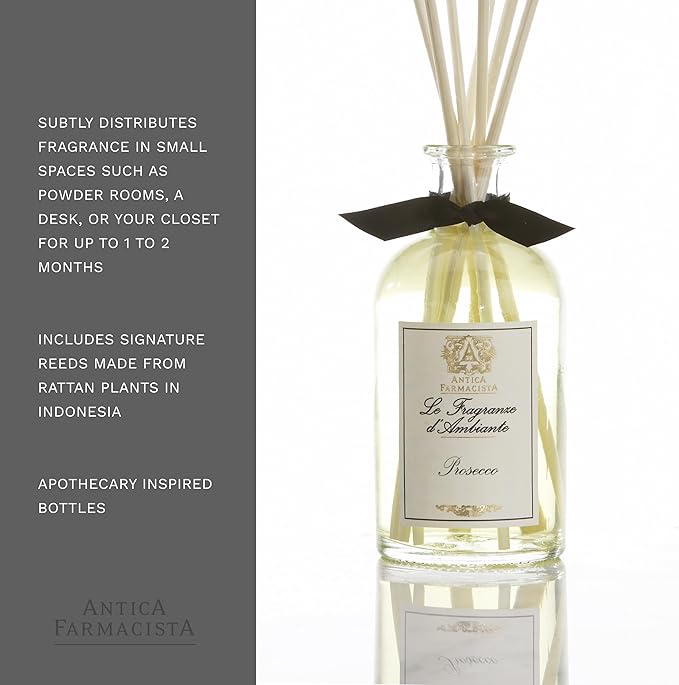 Antica Farmacista Home Ambiance Diffuser - Long-Lasting Reed Scent Diffuser - Luxury Room Freshener Gift - Prosecco, 3.4 fl oz