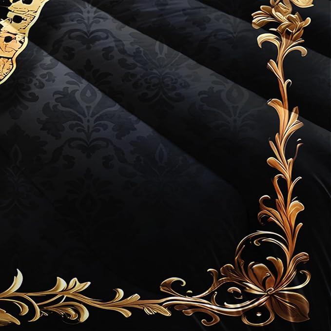 Red and Gold Butterfly Comforter Sets King Size Bed Set，Gothic King Size Bedding Set，with 1 Comforter with 2 Pillow Case，Butterfly Themed Bedroom Decor