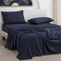 URBANHUT 1000 Thread Count 100% Solid Cotton Twin Sheet Set, Luxury Bedding Set for Twin Size Bed, All Season Sateen Weave Hotel Bedsheets, 16" Elasticized Deep Pocket, Comfy - Navy Blue (3 Pc)