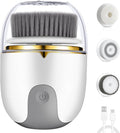 Facial Cleansing Brush 2 Modes Waterproof Electric Face Scrubber, USB Rechargeable Exfoliating Face Brush Cleanser with 3 Heads for Exfoliating, Cleansing, Massaging ...