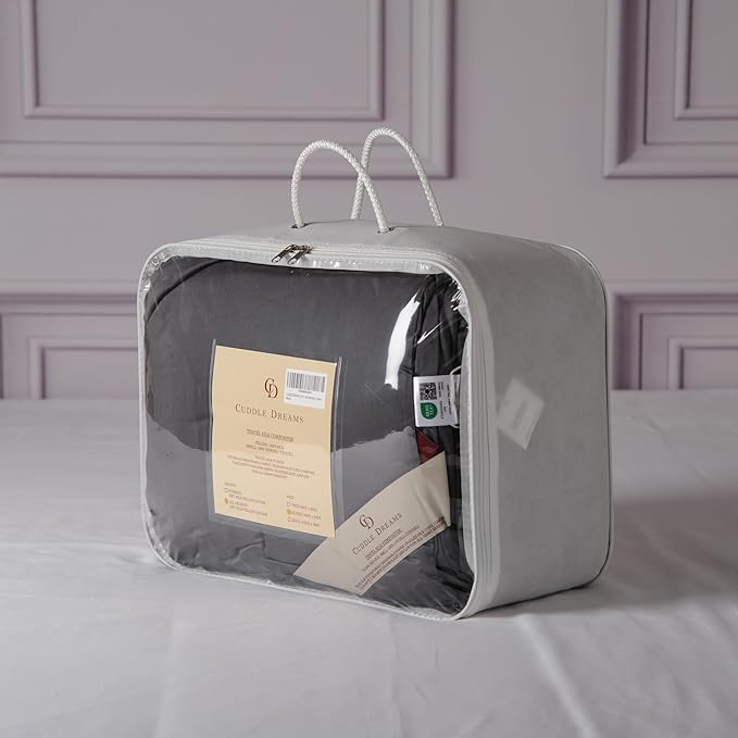 CUDDLE DREAMS Silk Filled Comforter for All Season, Detachable Tencel Duvet Cover for Easy Care, Naturally Breathable (Steel Gray, King)