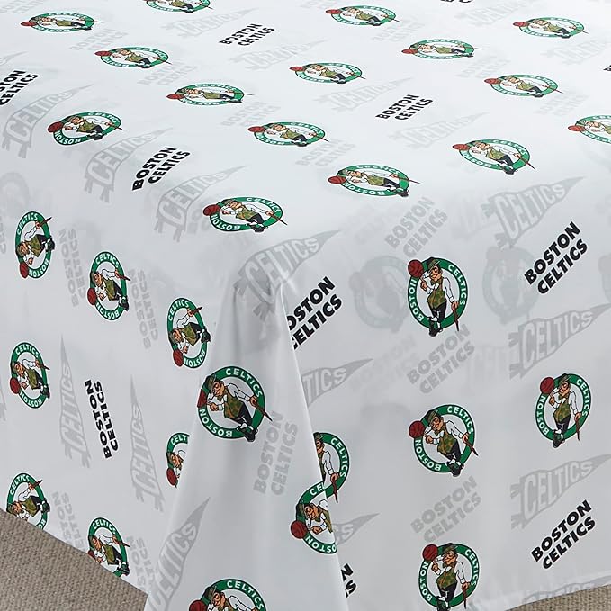 NORTHWEST Officially Licensed Boston Celtics NBA Queen Size Sheet Set – Soft Team Logo Bedding for Dorms, Bedrooms, Fan Caves & Game Day Style