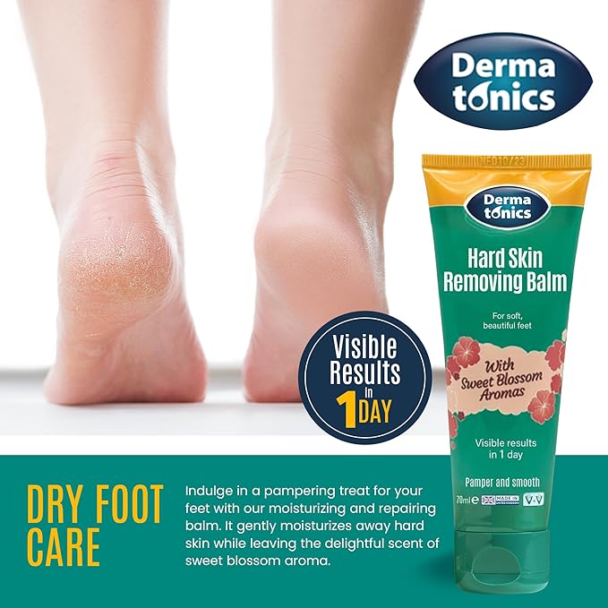 Dermatonics Hard Skin & Callus Removing Balm w/Sakura Blossom Aromas & 10% Urea - Skin Care for Feet, Hands & Elbows – Moisturizing & Repairing Formula for Dry & Cracked Skin - 2.37 fl oz Tube