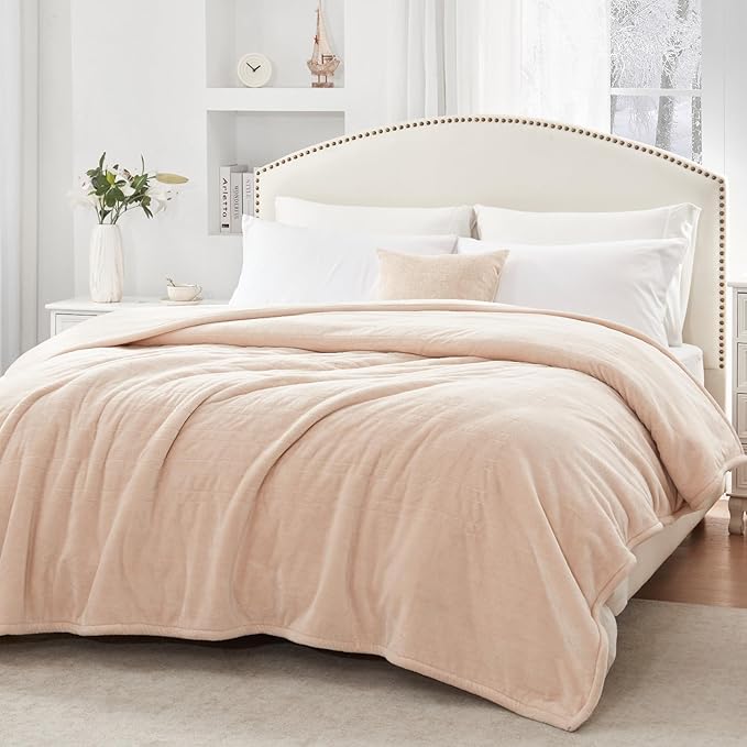 Sealy Electric Blanket Full Size, Flannel Heated Blanket with10 Heating Levels & Auto Shut Off, Machine Washable, Beige, 80 x 84 Inch