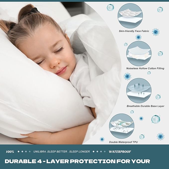 UNILIBRA Full Mattress Protector Waterproof, Deep Pocket Mattress Pad Cover Up to 18 Inches, Quilted Fitted Hollow Cotton Filling Breathable Mattress Topper