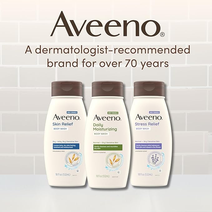 Aveeno Daily Moisturizing Body Wash for Sensitive Skin + Prebiotic Oat, Gently Cleanses, Nourishes & Feels Moisturizing Dry Skin, Light Fragrance, Refill Pouch, 36 fl. oz