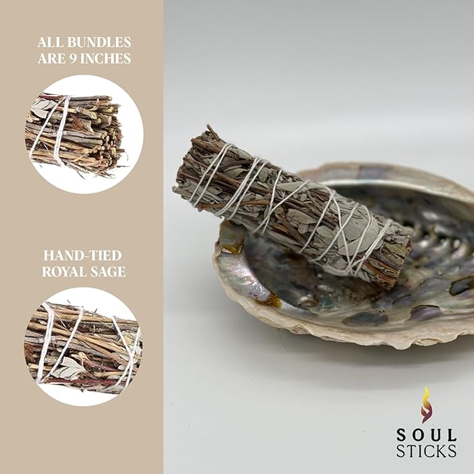 Soul Sticks 1 Pack 9 Inch Royal Sage Smudge Stick with Starter Guide | Floral Home Sage | House Blessing | Cleansing House | Smudging and Negative Energy | Big Smudge Stick