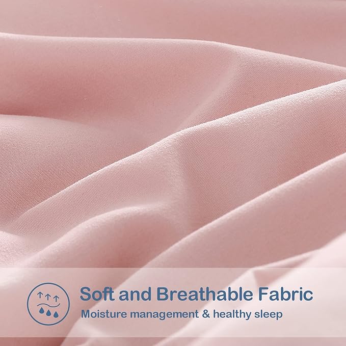 EASELAND Queen Size Down Alternative Comforter - Quilted Duvet Insert for All Seasons, Soft Lightweight with Corner Tabs, Summer Winter Warm Bedding, Pink 88×88 Inches