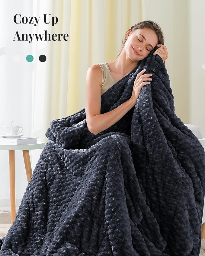 Topblan Sherpa Weighted Blanket for Adluts, Soft Cozy Jacquard Fleece Weighted Blankets Twin Size 15lbs, Thick Heavy Blanket for Sleeping, 48 x 72 inches, Dark Grey