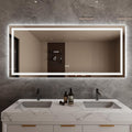 Bathroom Mirror with Lights 28"X60" with Front Light and Backlit, Tempered Glass, Wall Mount Horizontal/Vertical, Stepless Dimmable, 3 Colors, Anti Fog, Bathroom Memory LED Mirror