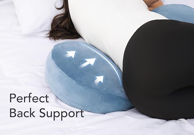 Pregnancy Pillow for Sleeping Memory Foam Maternity Pillow for Side Sleepers, Adjustable Travel Wedge Pillow Support for Back, Belly, and HIPS for Pregnant Women, Navy Blue