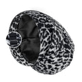 Satin Lined Sleep Cap Bonnet for Curly Hair and Braids, Stay On All Night Hair Wrap with Adjustable Strap for Women and Men, Black Leopard, Pack of 1