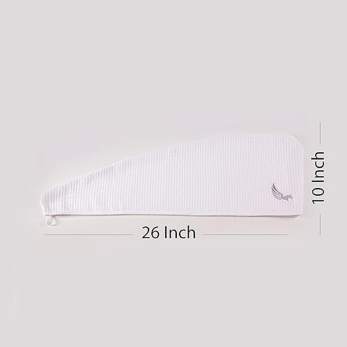 100% Turkish Cotton Hair Towel Wrap for Women,Non Microfiber,Super Absorbent,AntiFrizz,Plopping Hair Drying Waffle Bath Towels for Curly,Long&Thick Hairs,Head Wrap,2 Pack10x26inc (white+white)