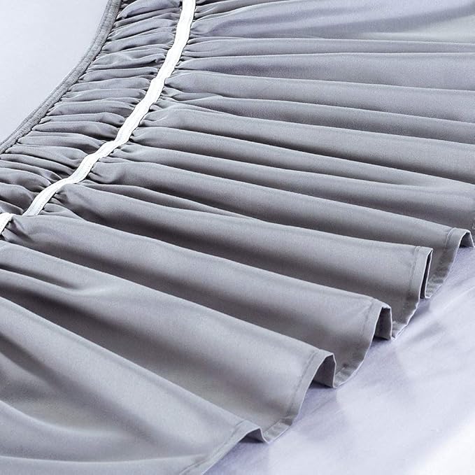 MEILA Wrap Around Bed Skirt Three Fabric Sides Elastic Dust Ruffled 24 Inch Tailored Drop,Easy to Install Fade Resistant-Grey, Queen/King