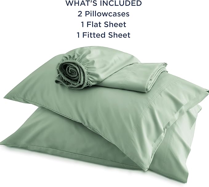 Bedsure King Size Sheets Set, Cooling Sheets for Hot Sleepers, Rayon Derived from Bamboo, Breathable & Soft, Deep Pocket Up to 16 Inches, Hotel Luxury Silky Bedding, Sage Green
