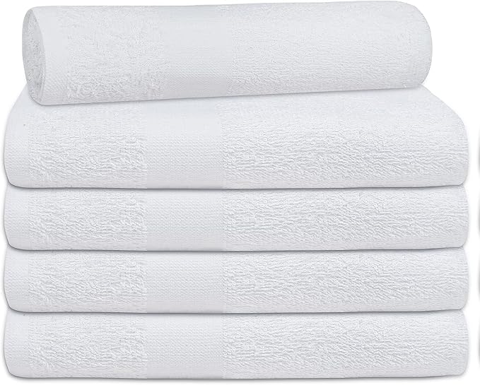 100% Cotton Bath Towel Set Pack of 60|500 GSM|Soft Large Bath Towel|Super Absorbent|Quick Dry|Ideal for Pool Home Gym Spa Hotel|Perfect for Daily Use|Bath Towel Set 24 x 48 Inches|White
